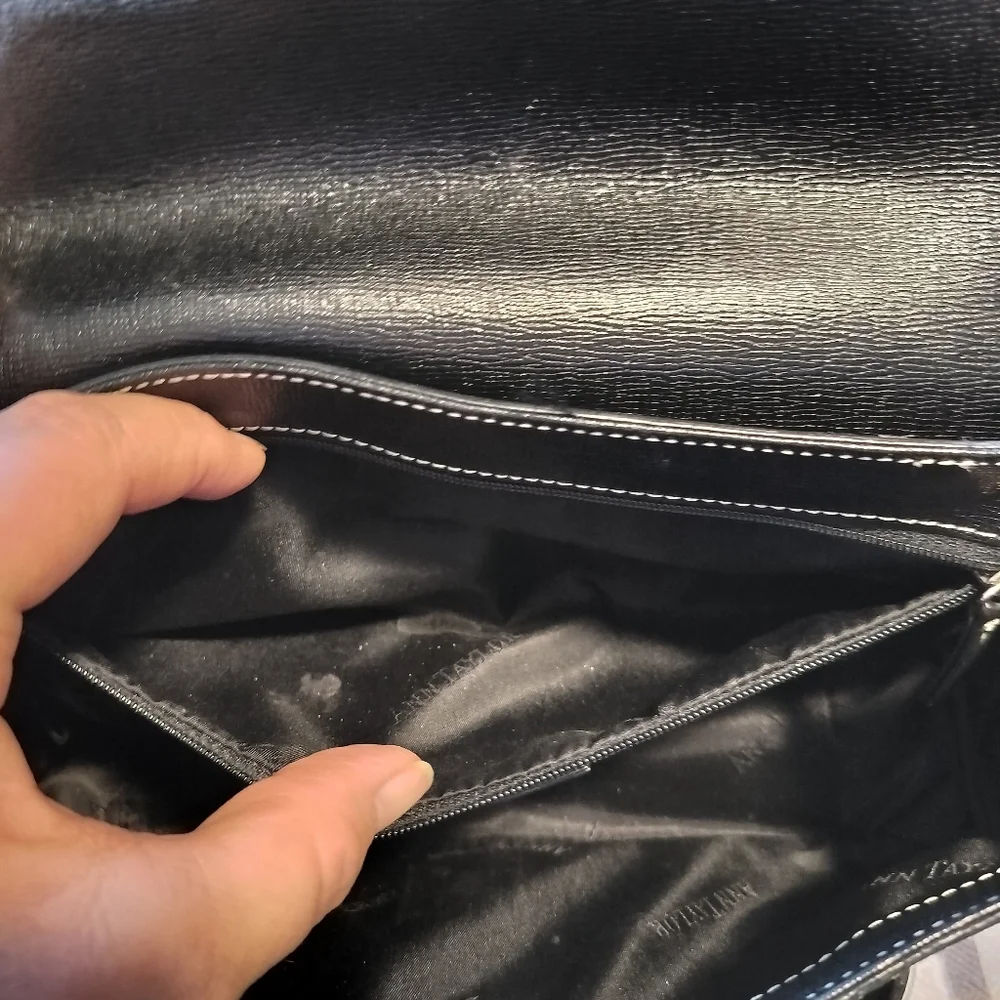 Ann Taylor Leather faux croc buckle bag Black Y2K vintage classic - Picture 8 of 10